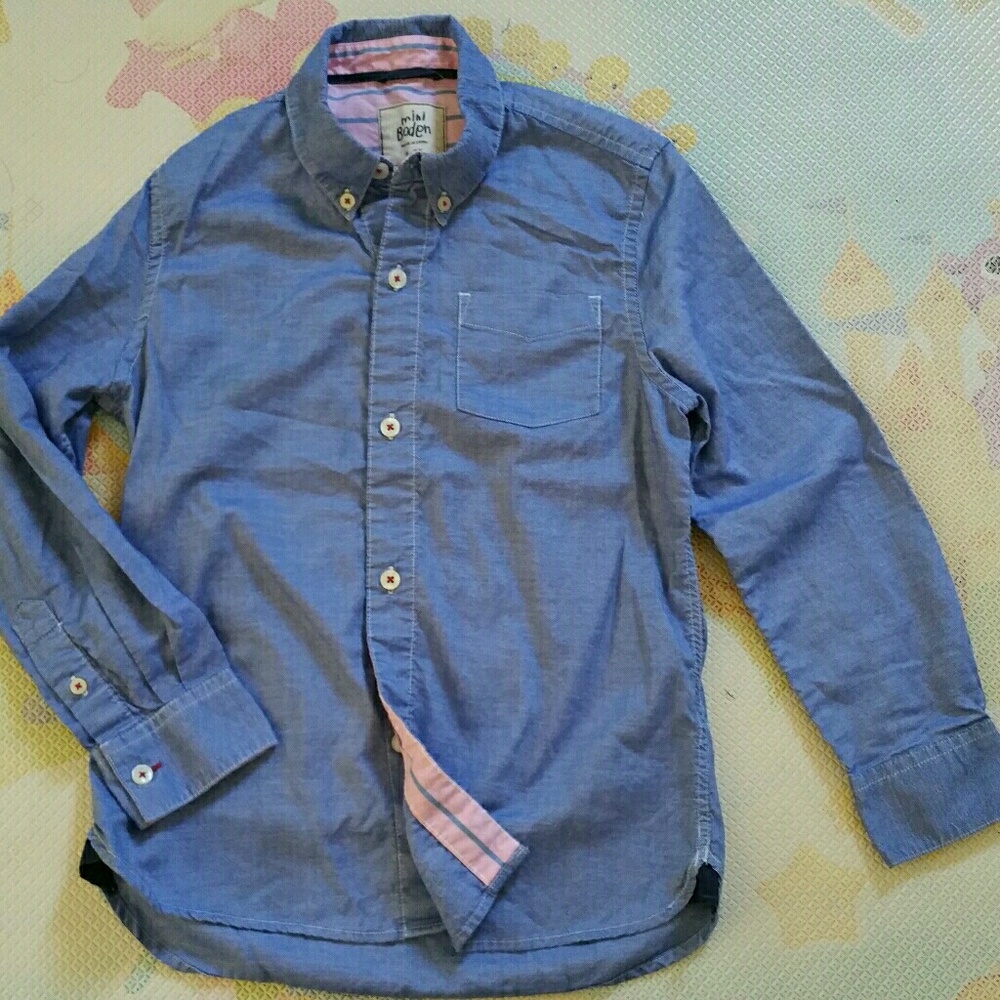 Mini Boden blue shirts 6-7
